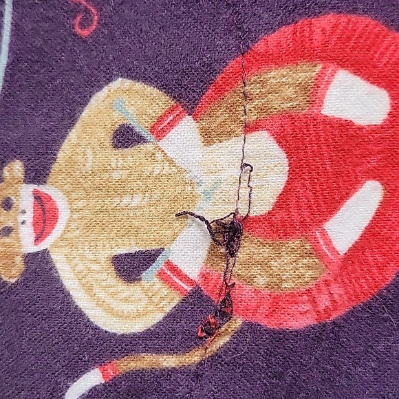 Nick and Nora purple sock monkey knitting 100% cotton pajama bottoms - Picture 5 of 5